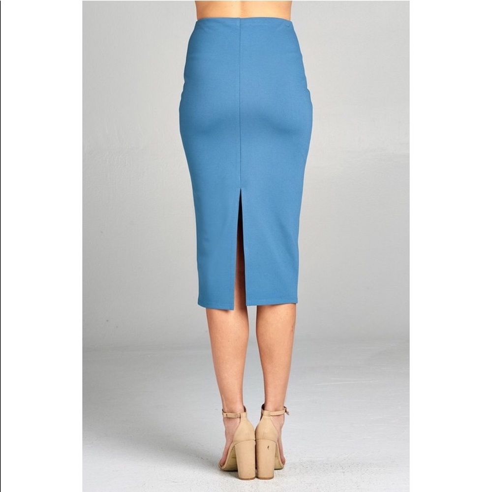 Mocha Ponte Midi Pencil Skirt - Picture 3 of 7